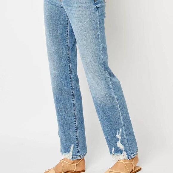 Judy Blue Full Size High Waist Straight Jeans with Heavy Destroy Plus Size - Picture 1 of 10